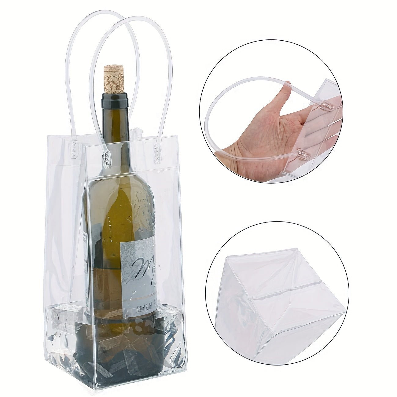 12pcs PVC Wine Bags Ice Wine Pouch With Handle