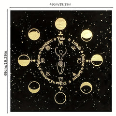 Triple Goddess Pentagram Velvet Altar Cloth