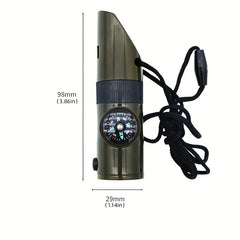 7 in 1 Survival Whistle LED Thermometer Compass Tool
