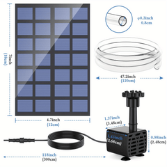 1 8W Solar Fountain Water Pump 6 Nozzles Panel Bird Bath Outdoor Fountain