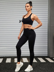 High Waist Yoga Leggings with Hip Pleats Stretchy Workout Pants