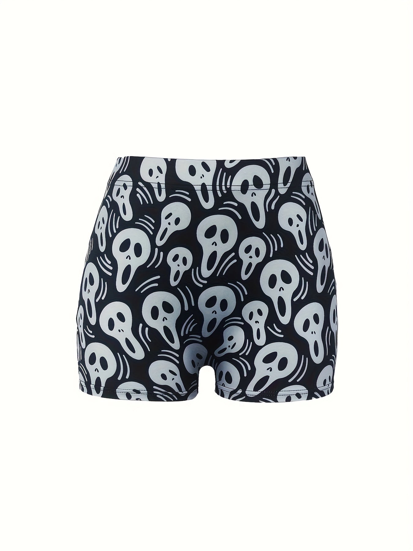  Ghost Print High Rise Skinny Shorts