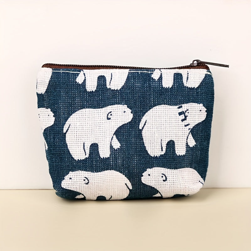 Children's Coin Purse Girls Mini Bag Zipper Key Bag Retro Canvas Small Purse