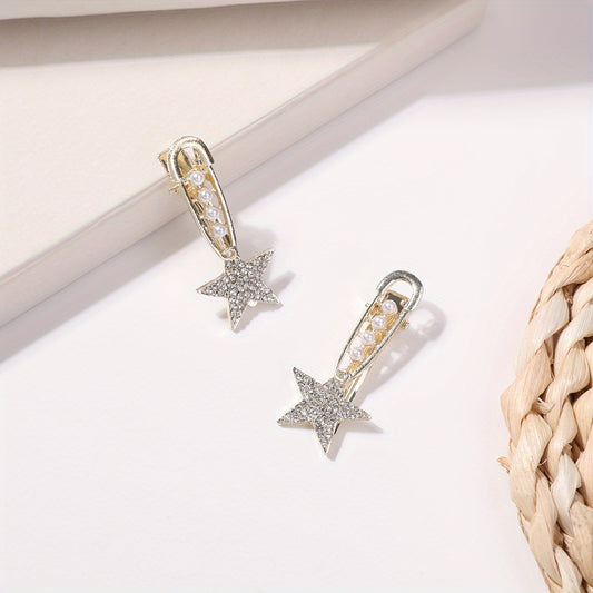 2pcs Rhinestone Star Hair Clips for Women Girls