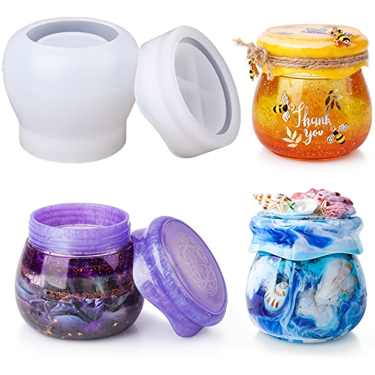 Silicone Jar Resin Molds With Lid