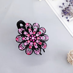 Vintage Crystal Flower Hair Claw Clip Fancy Barrette