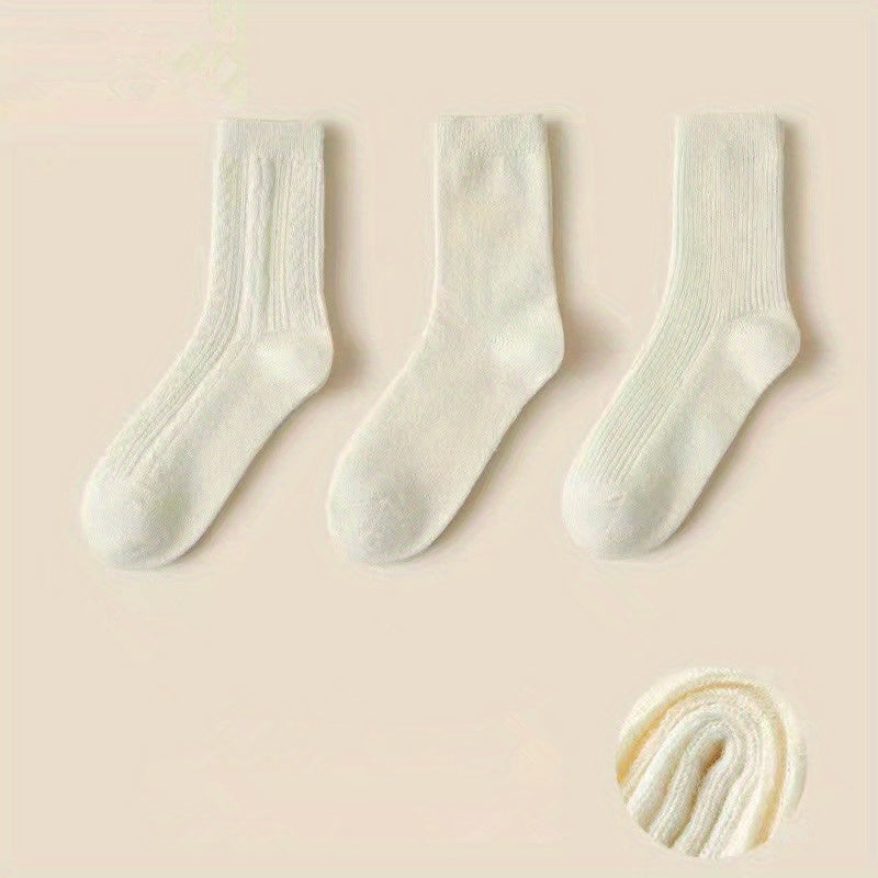 3 Pairs Comfy & Warm Mid Tube Socks Women's Stockings & Hosiery