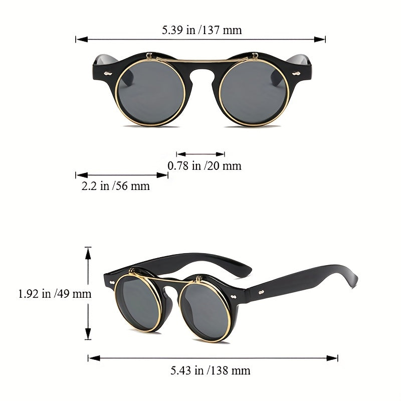 Classic Vintage Round Flip Sunglasses Mixed PC Sunglasses
