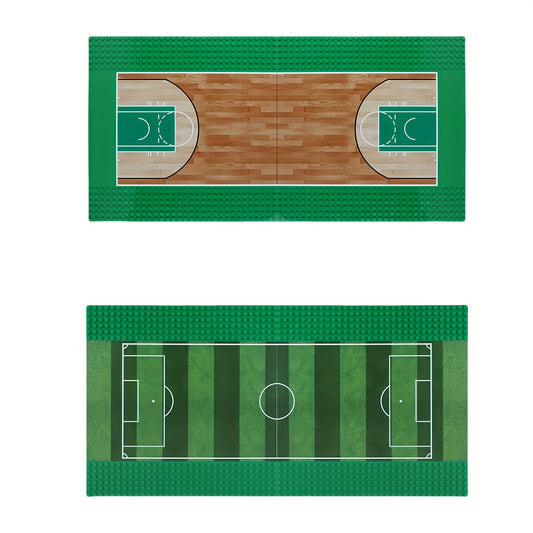 2pcs Building Blocks Basketball Soccer Field Baseboards 25x25 Durable ABS Gr