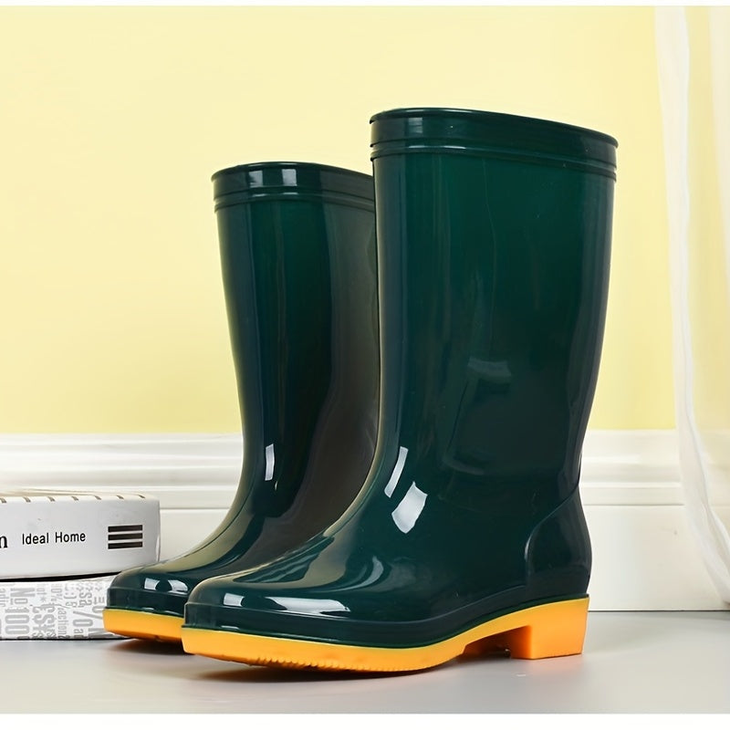 PVC Round Toe Flat Waterproof Rain Boots Lightweight Comfortable