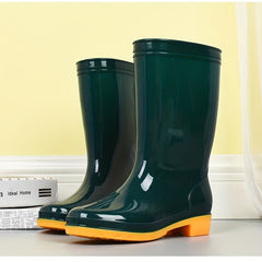 PVC Round Toe Flat Waterproof Rain Boots Lightweight Comfortable
