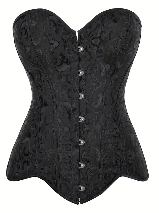 Strapless Corset Bustier Lace Up Jacquard Body Shaper Women's Lingerie