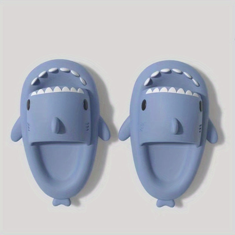 Funny Cartoon Shark Slippers Open Toe Solid Quick Drying Slide Sandals