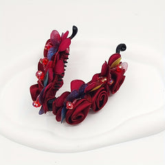 Red Rose Banana Clip Flower Hair Clip Ponytail Holder Hair Claw Clip