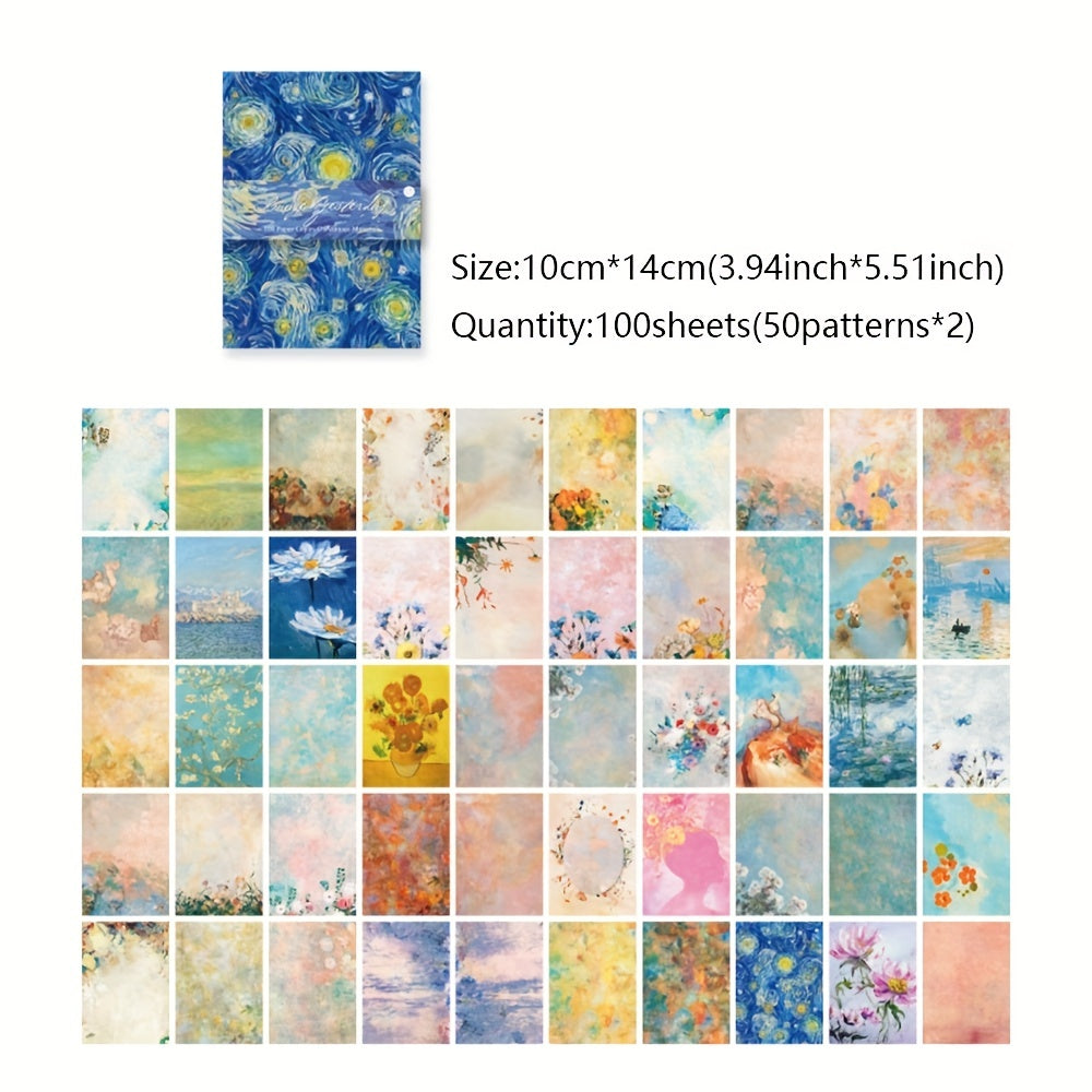 100 Vintage Painting Paper Sheets for DIY Projects