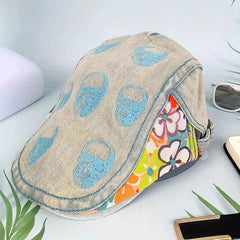 Summer Skull Head Beret Breathable Mesh Hat Peaked Hat Duck Tongue Cap