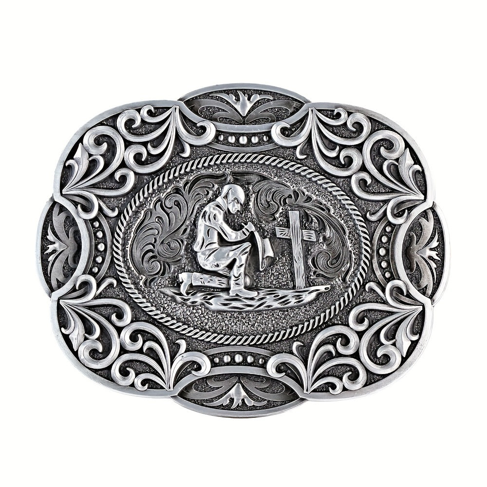 Cowboy Belt Buckle Prayer Pattern Man Belt Buckle