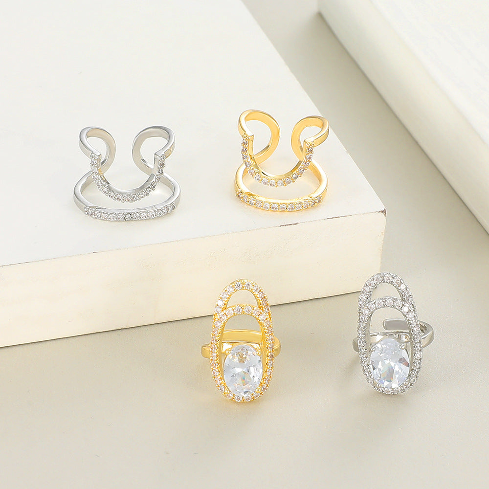 Geometric Diamond Open Nail Ring Temperament Manicure Set Ring