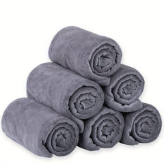 6pcs Microfiber Bath Towel Sets 69 X 175 01cm Grey