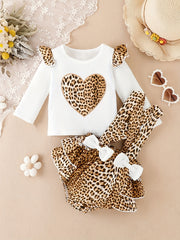 2pcs Baby Girl Leopard Print Romper & Briefs Set
