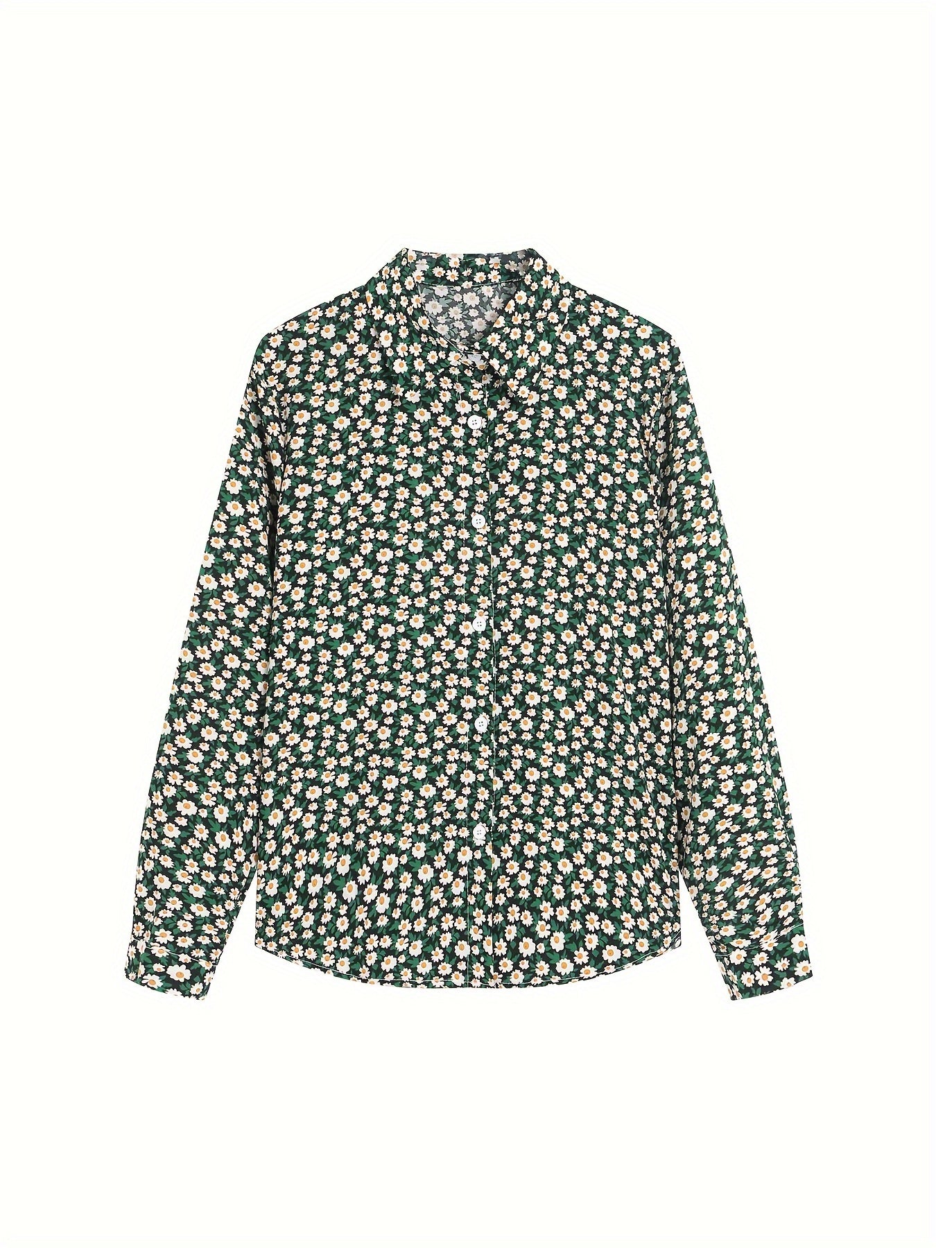  Women's Ditsy Print Button Up Blouse