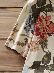  Floral Print Short Sleeve Round Neck Dress