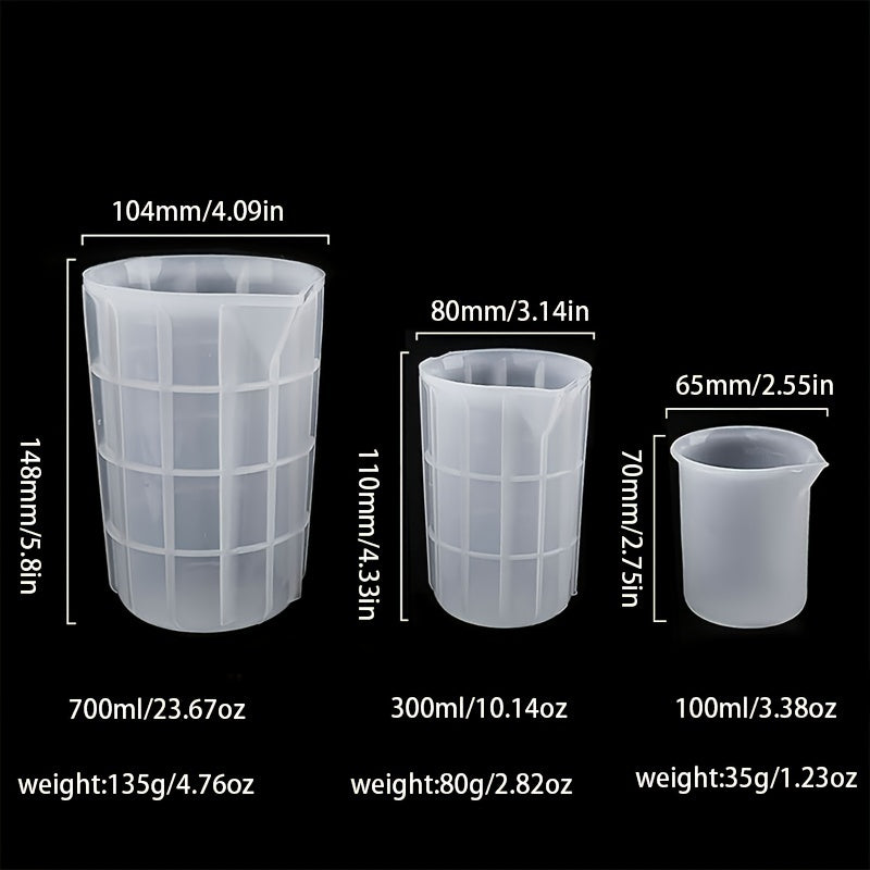 Silicone Measuring Cup 100-750ML for DIY Jewelry Making Epoxy Resin Mixing