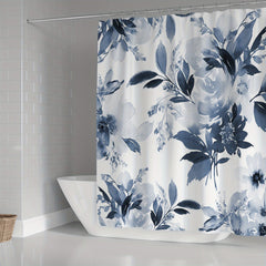Floral Shower Curtain Set with Non Slip Floor Mat - 4pcs