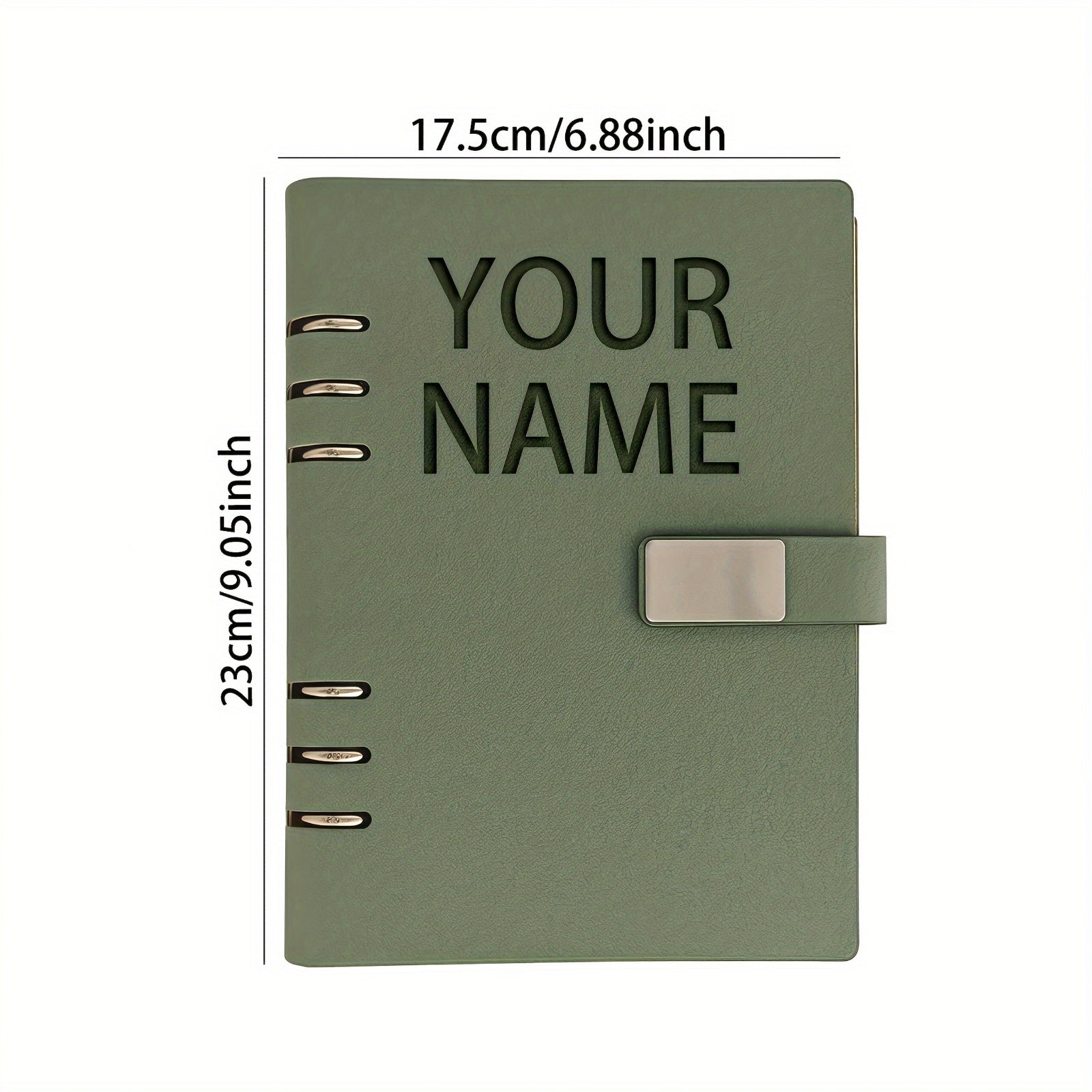 Personalized A5 Faux Leather Notebook Custom Embossed Name Glossy Finish