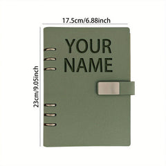 Personalized A5 Faux Leather Notebook Custom Embossed Name Glossy Finish