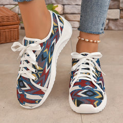 Women's Tribal Style Strap Sneakers Casual Breathable Low Top Walking Shoes