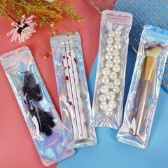 20pcs Holographic Ziplock Bags for Makeup Brushes Lip Gloss Jewelry Candy