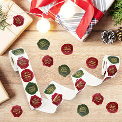 500 Christmas Stickers Roll - Holiday Greeting Sealing Gift Stamp Shape
