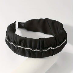 Vintage Rhinestone Headband Ruched Ruffled Headdress Hair Accessories