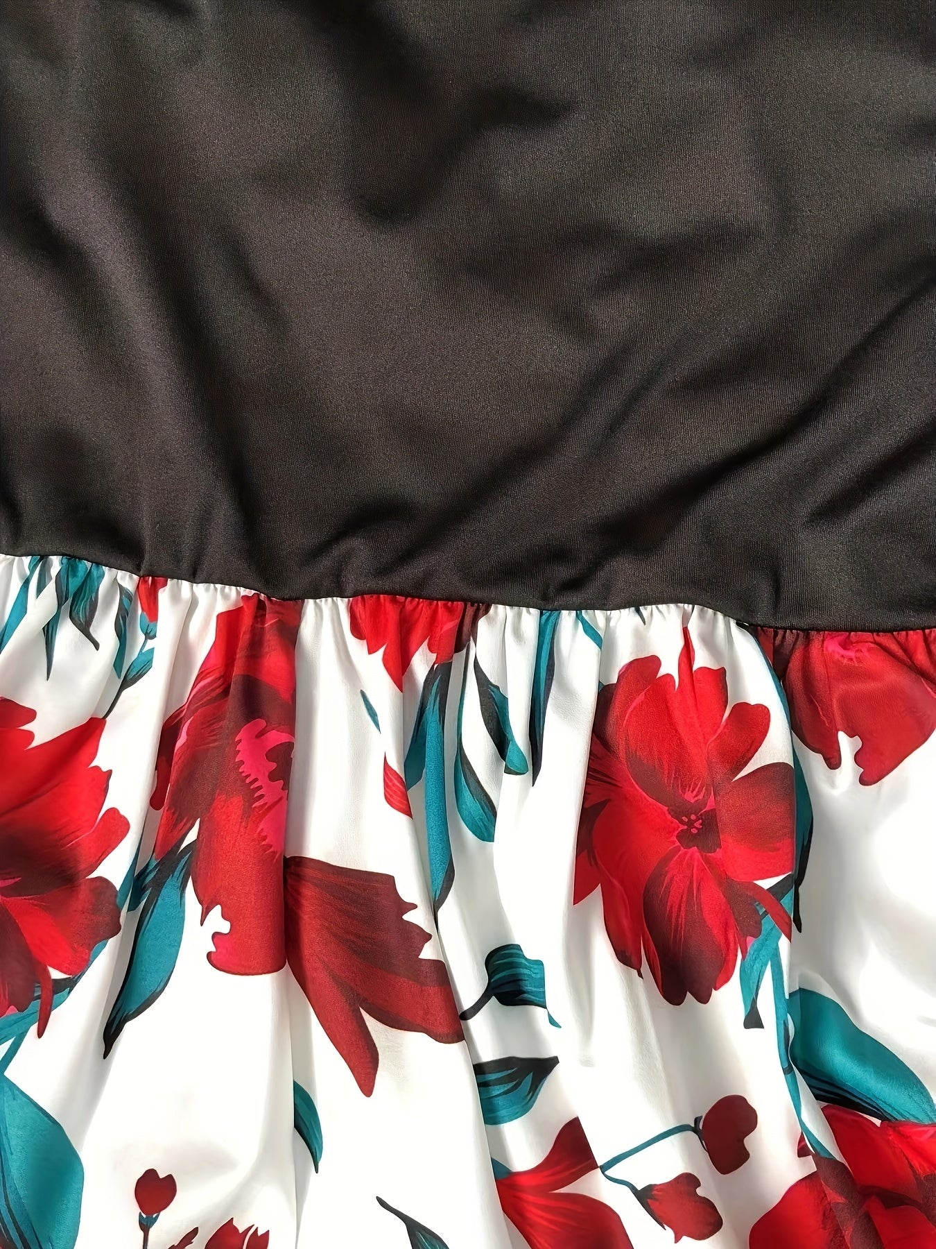  Colorblock Floral Print Criss Cross Maxi Dress