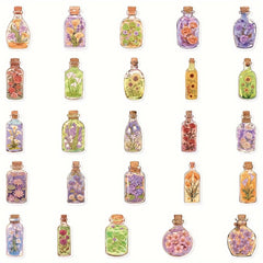 50pcs Floral Glass Bottle Stickers Self Adhesive Decals for Electronics