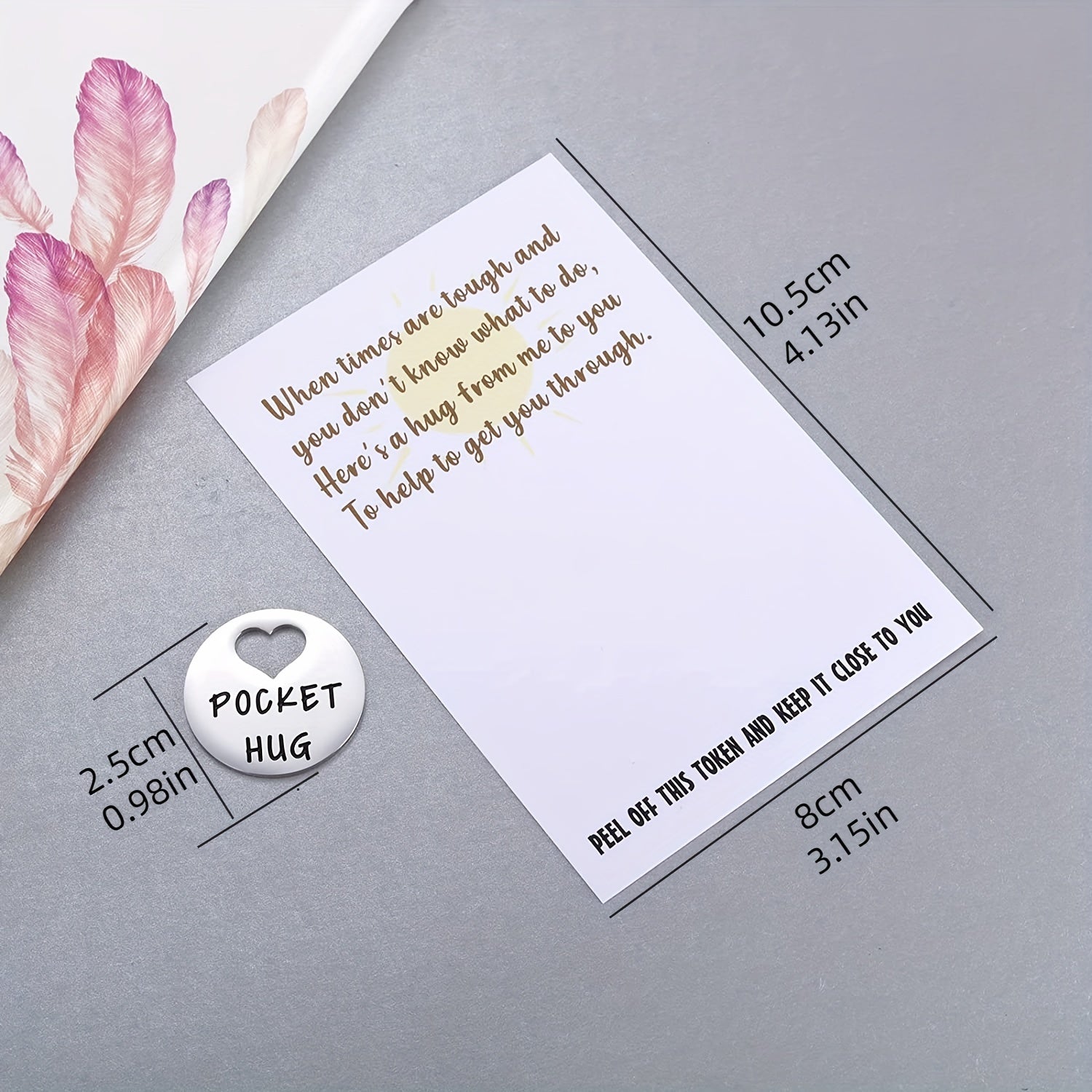 Stainless Steel Little Hug For My Bestie Pocket Token & Greeting Card