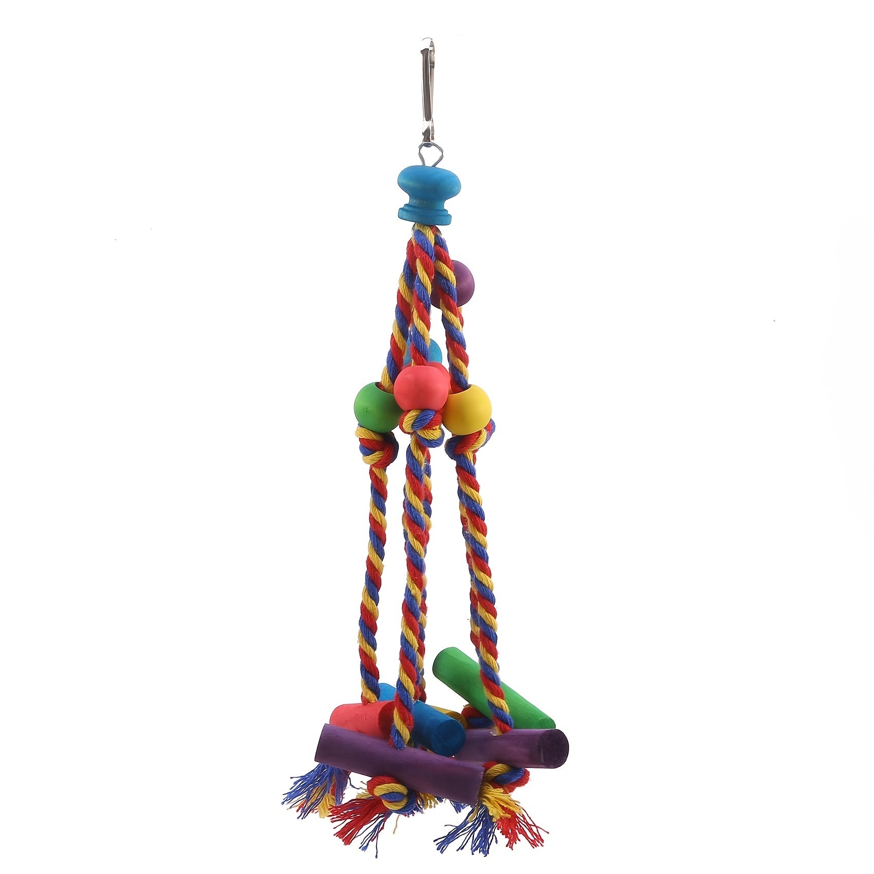 Colorful Parrot Toy with Beads and Wood Block