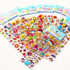 12 Sheets 3D Waterproof Cartoon Stickers for Kids Toddlers Boys Girls