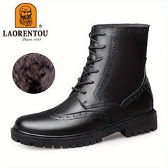 Men's Wingtip Service Boots Brogue Combat Boots Casual Lace
