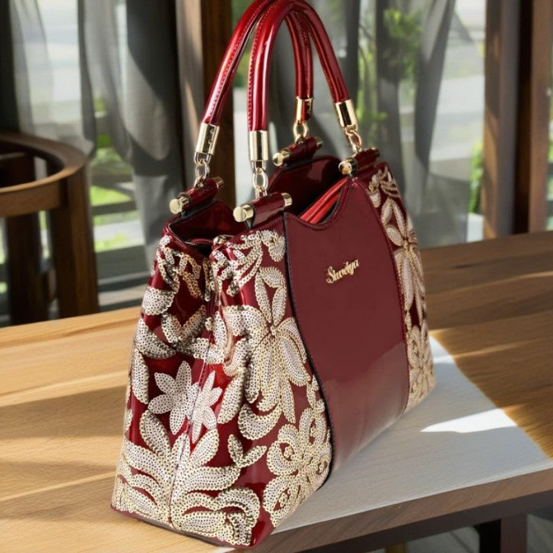 Vintage Style Leather Tote Bag w/ Adjustable Strap