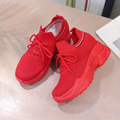 Women's Breathable Chunky Sneakers Casual Hidden Heel Shoes