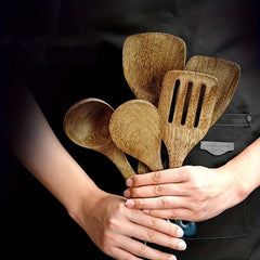 Wooden Utensil Set Kitchen Tools Non Stick Cooking Turner Spatula Spoon