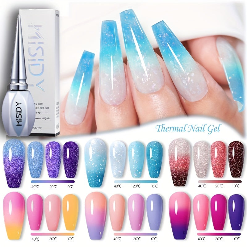 15ML Temperature Changing Gel Nail Polish Pink Red Glitter Nail Polish