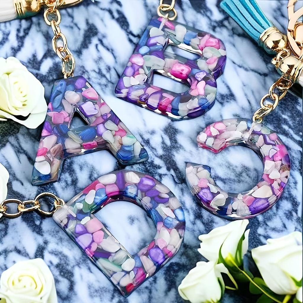 Alphabet Resin Keychain Ring Purse Bag Charm Women Girls Gift