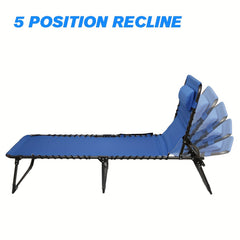 1pc Folding Lounge Chair Adiustable Lounger Outdoor Indoor Folding Chairs