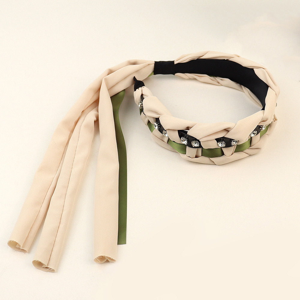 Synthetic Hair Braided Headband with Houndstooth Scarf