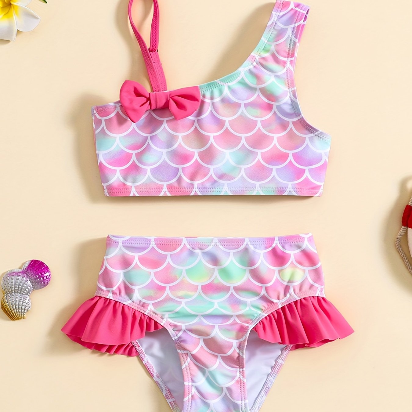 Baby Girls Mermaid Cami Crop Top & Shorts Swimsuit