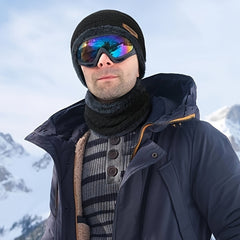 Winter Warm Beanie Hat Scarf Set Fleece Lined Cap Neck Cover