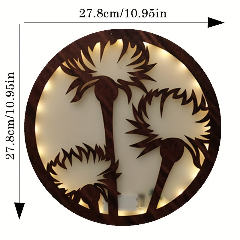 LED Flower Shape Wooden Wall Lamp